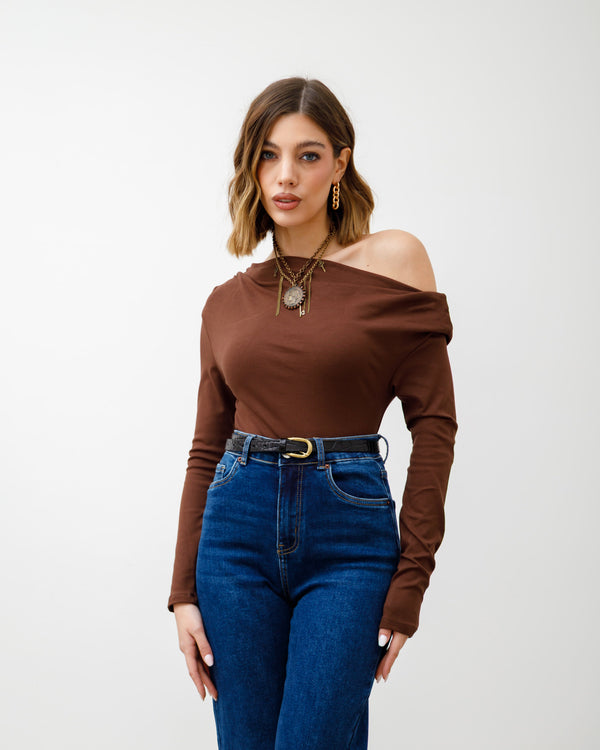 Maglia in cotone con spalla scoperta - H12085