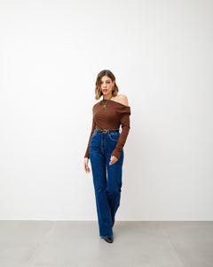 Maglia in cotone con spalla scoperta - H12085