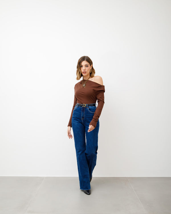 Maglia in cotone con spalla scoperta - H12085