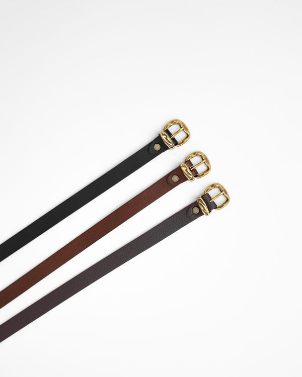 Cintura in pelle con fibbia martellata -2436/20 LOVING