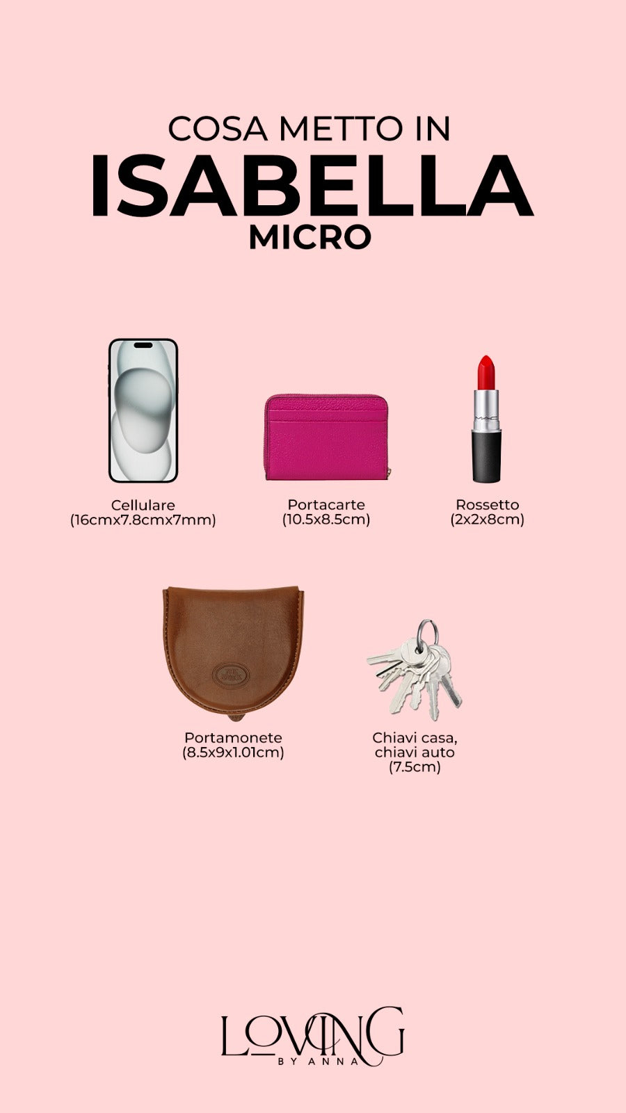 Micro ISABELLA in pelle MARRONE - LOVING BAGS