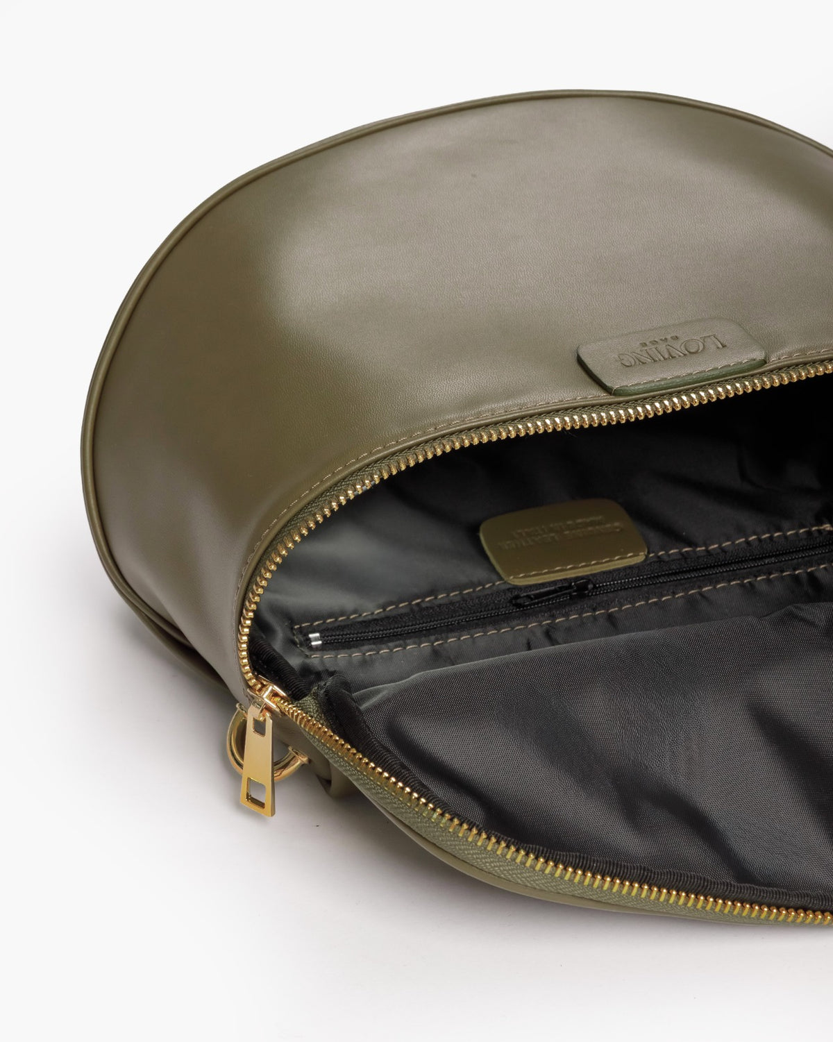 Borsa ISABELLA con tracolla in pelle VERDE OLIVA - LOVING BAGS