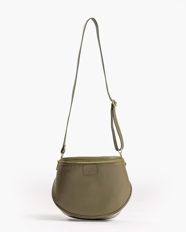 Borsa ISABELLA con tracolla in pelle VERDE OLIVA - LOVING BAGS