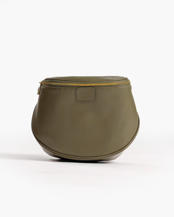 Borsa ISABELLA con tracolla in pelle VERDE OLIVA - LOVING BAGS