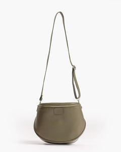 Borsa ISABELLA con tracolla in pelle VERDE OLIVA - LOVING BAGS