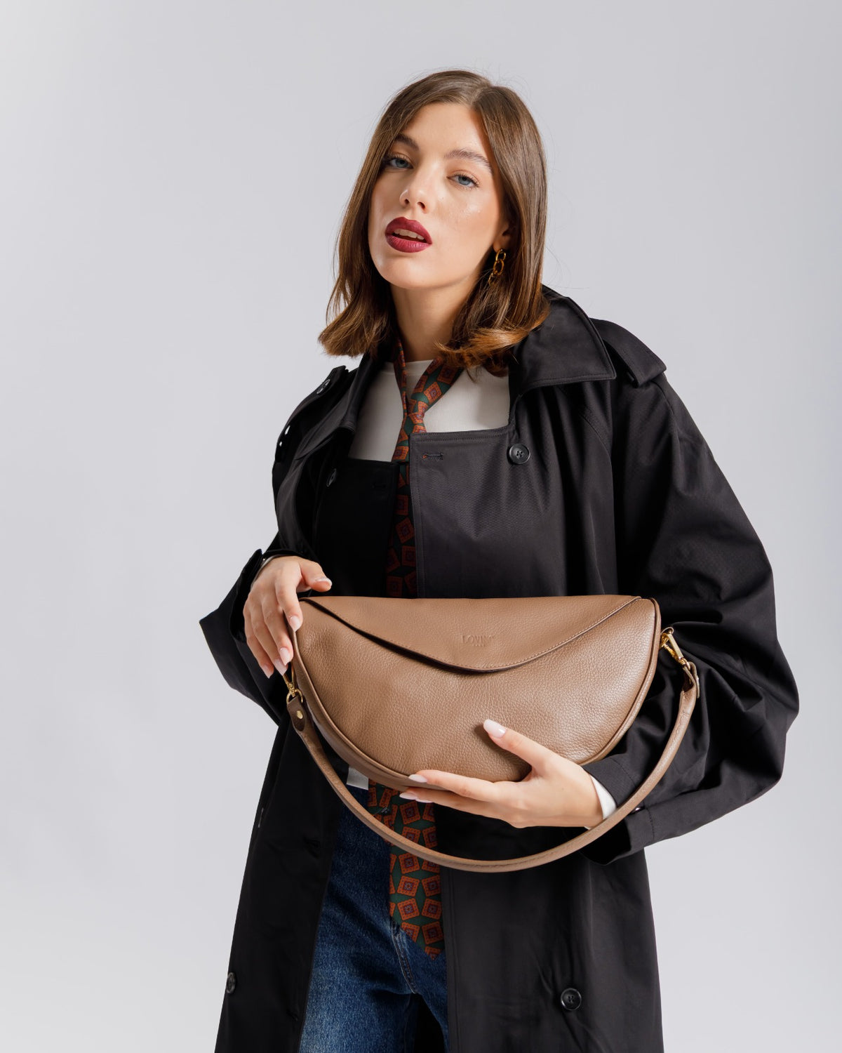 Borsa in pelle BRENDA Taupe - LOVING BAGS