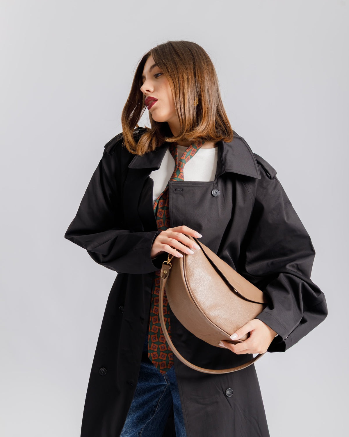 Borsa in pelle BRENDA Taupe - LOVING BAGS