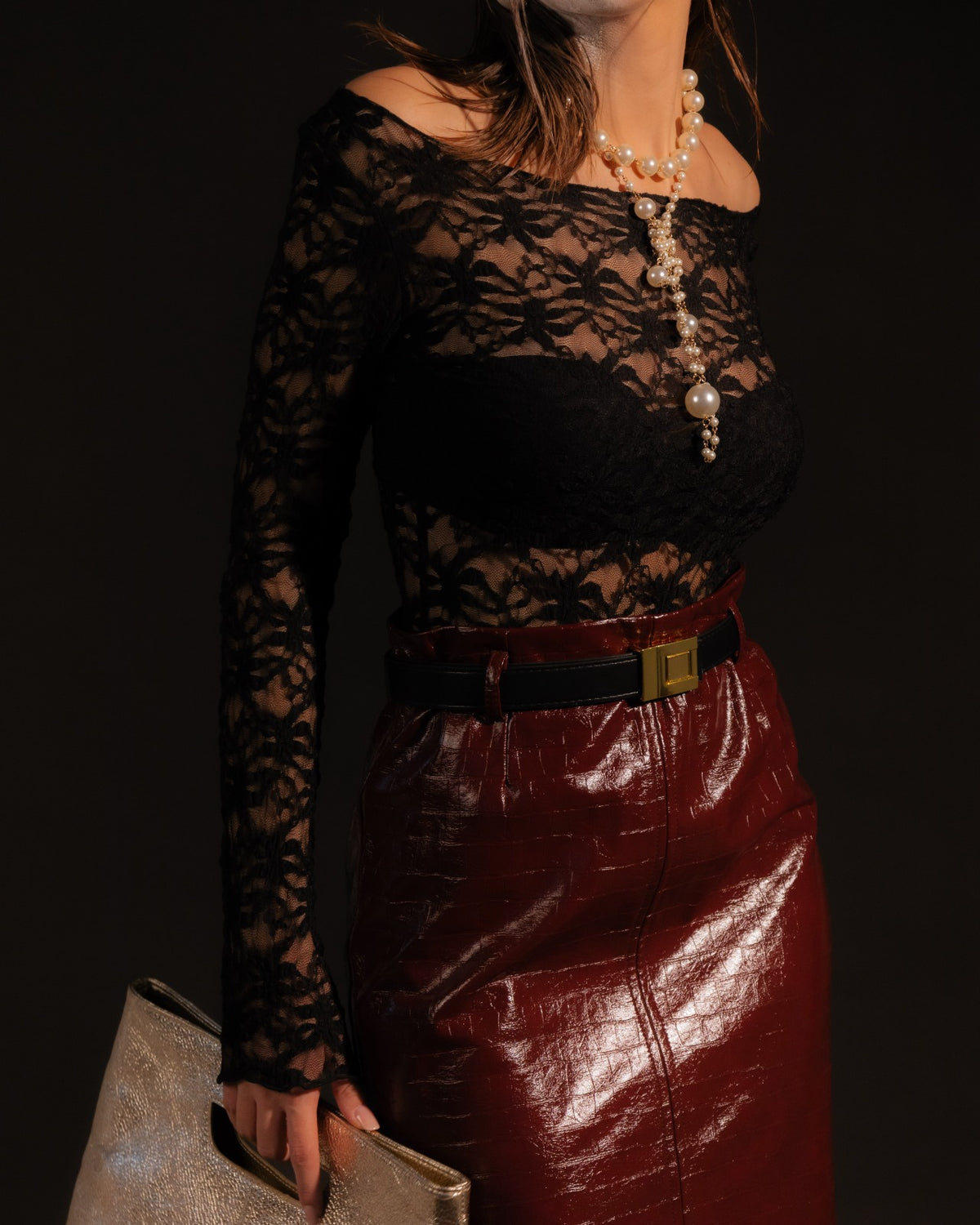 Maglia in pizzo NERA - H17013