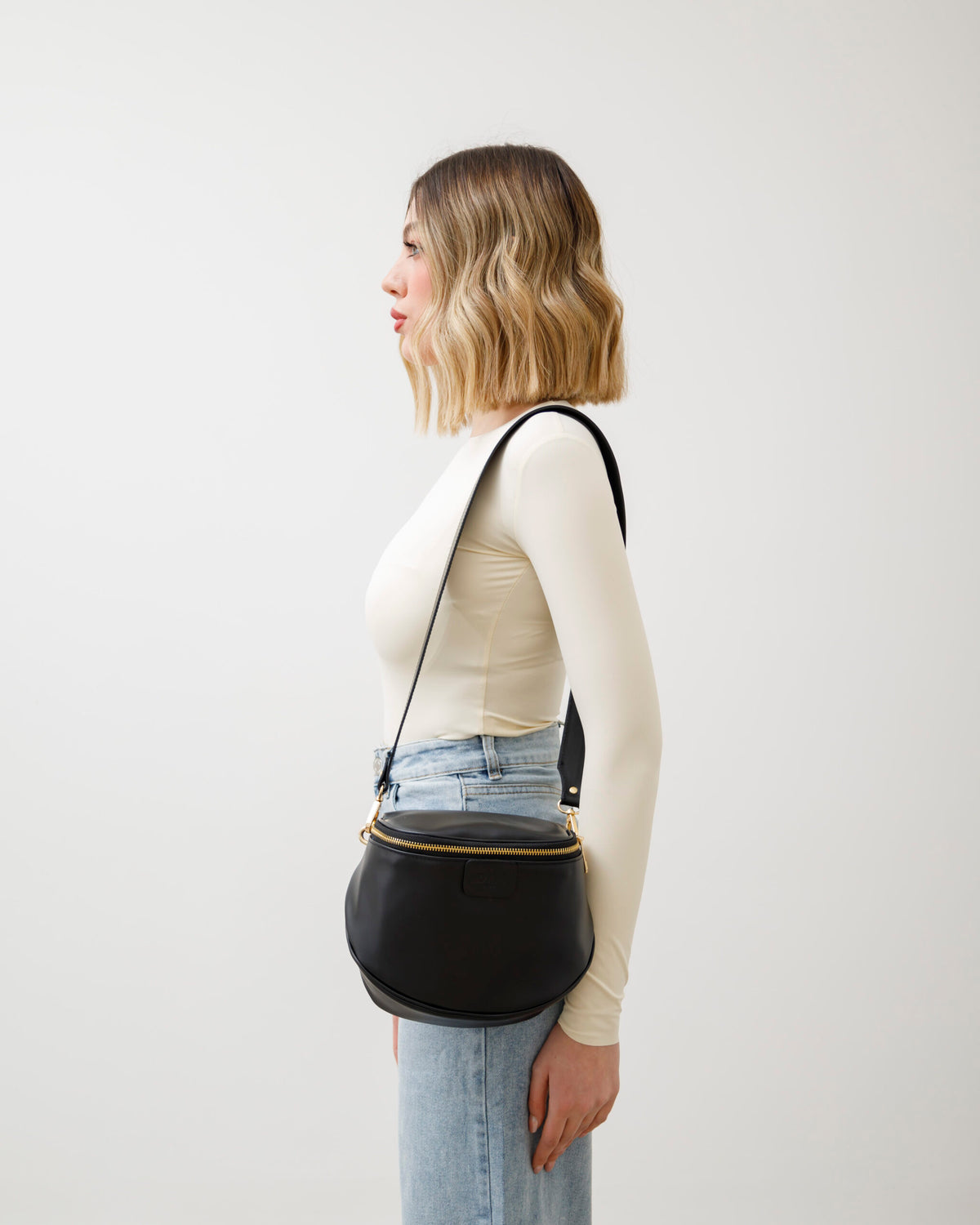 Tracolla in pelle NERA - LOVING BAGS
