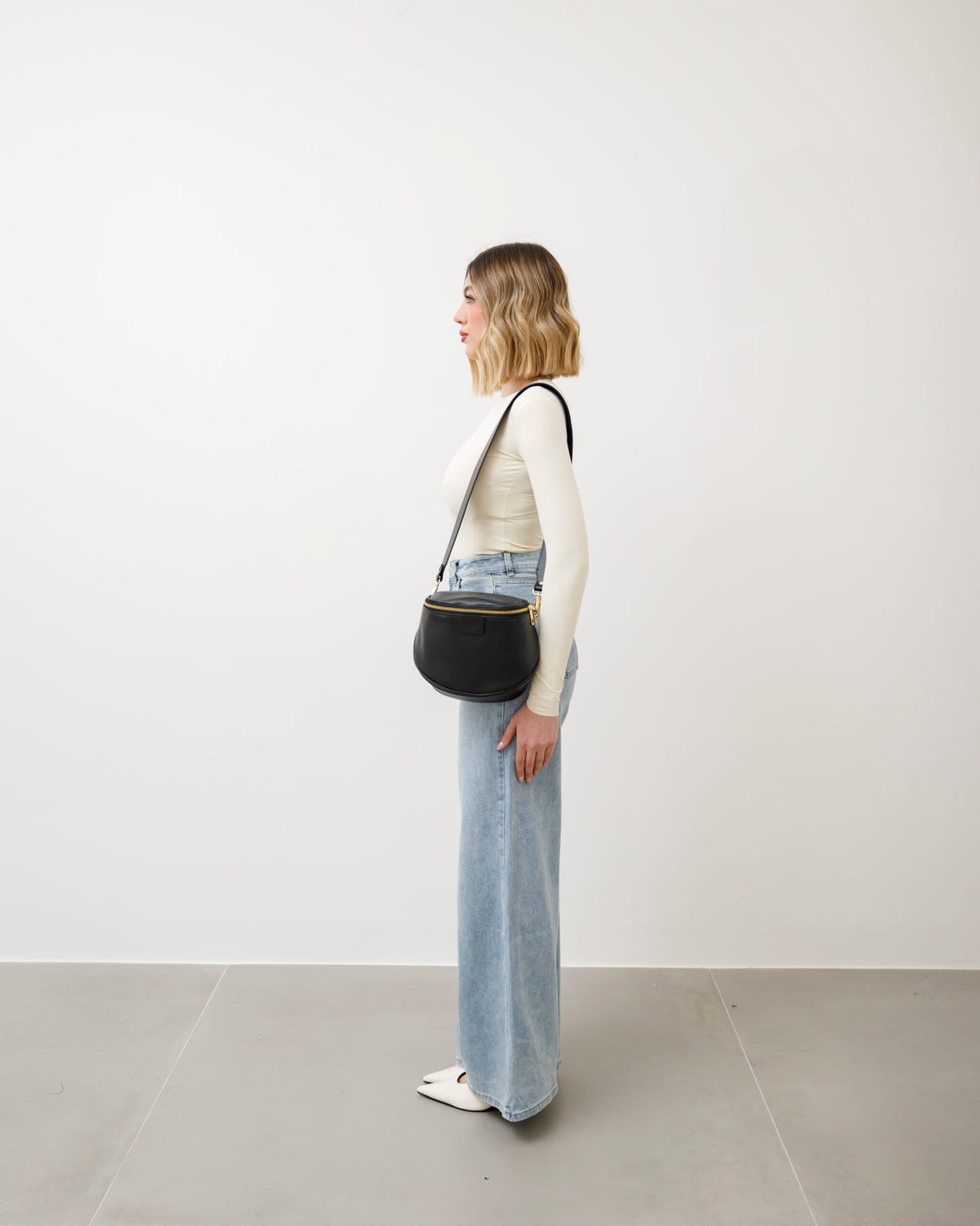 Tracolla in pelle NERA - LOVING BAGS