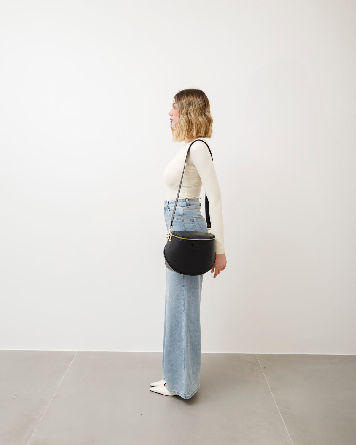 Tracolla in pelle NERA - LOVING BAGS