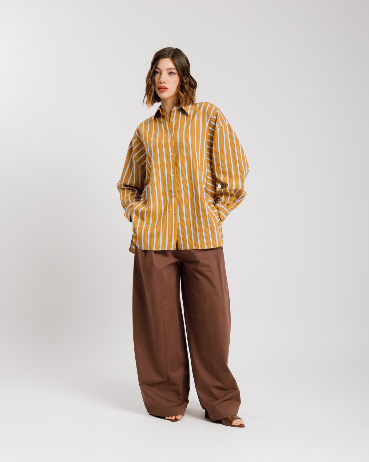 Pantaloni palazzo MARRONE ALTHÉA - C006