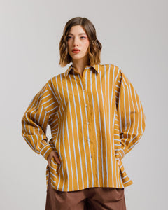 Camicia a righe ocra ALTHÉA - C008