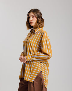 Camicia a righe ocra ALTHÉA - C008