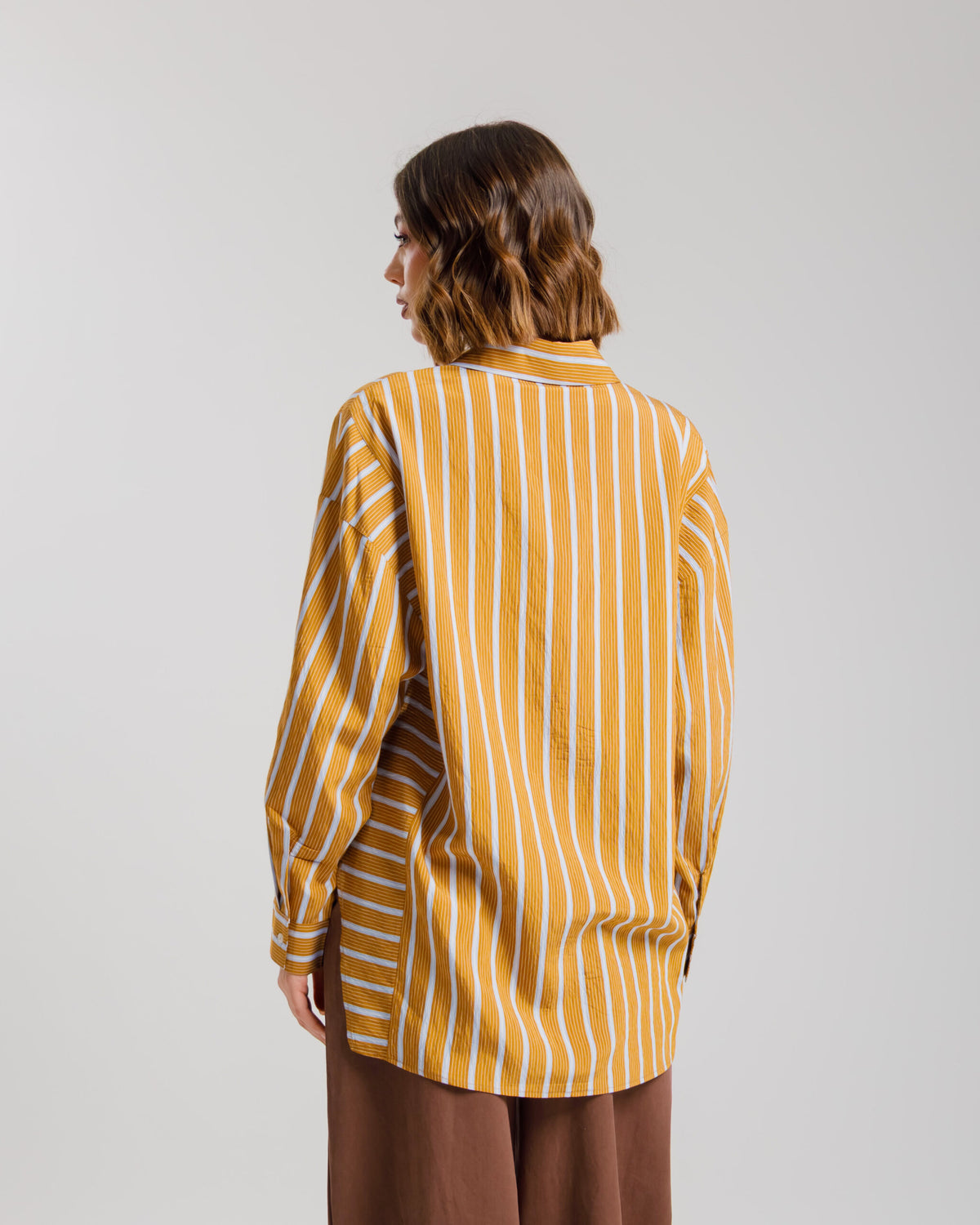Camicia a righe ocra ALTHÉA - C008