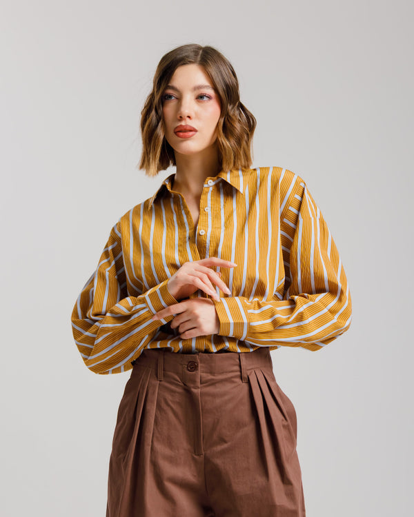 Camicia a righe ocra ALTHÉA - C008