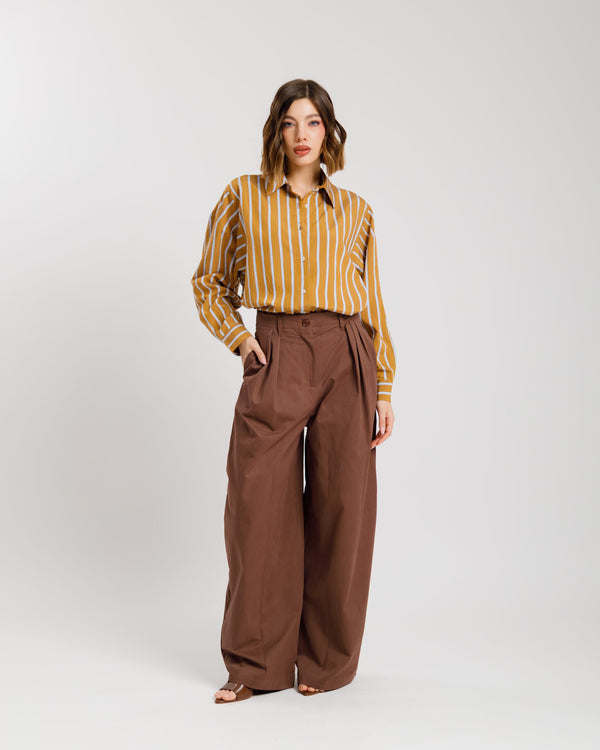Pantaloni palazzo MARRONE ALTHÉA - C006