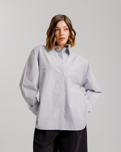 Camicia a righe in cotone azzurra ALTHÉA - C007