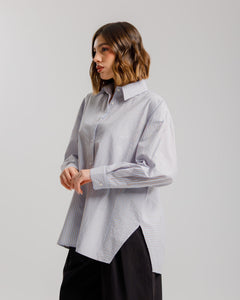 Camicia a righe in cotone azzurra ALTHÉA - C007