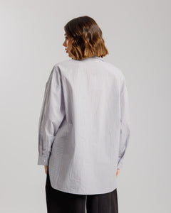 Camicia a righe in cotone azzurra ALTHÉA - C007