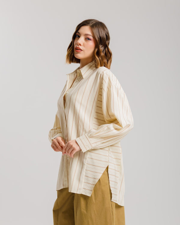 Camicia a righe in cotone burro ALTHÉA - C010 SLC