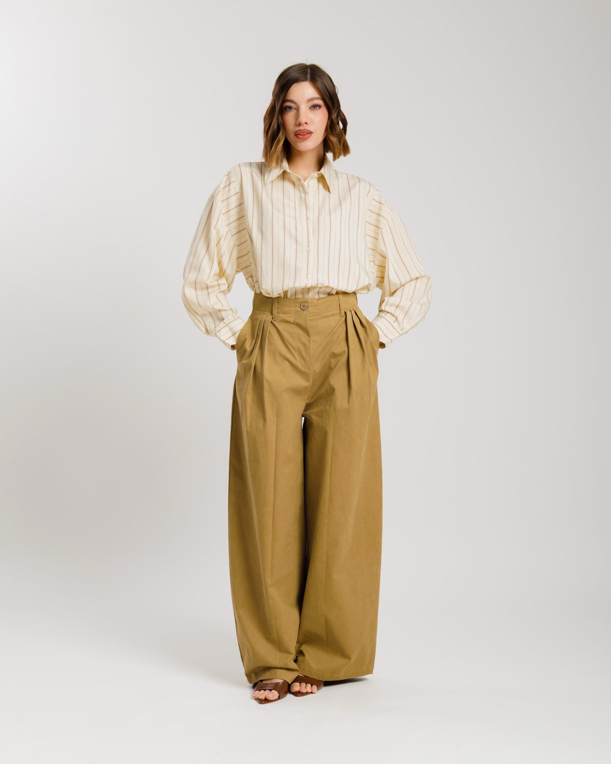 Camicia a righe in cotone burro ALTHÉA - C010 SLC