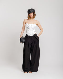 Pantaloni palazzo con pieghe NERO - KLL1