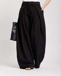 Pantaloni palazzo con pieghe NERO - KLL1