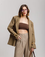 Blazer con collo alto TARTAN TORTORA - MIRY