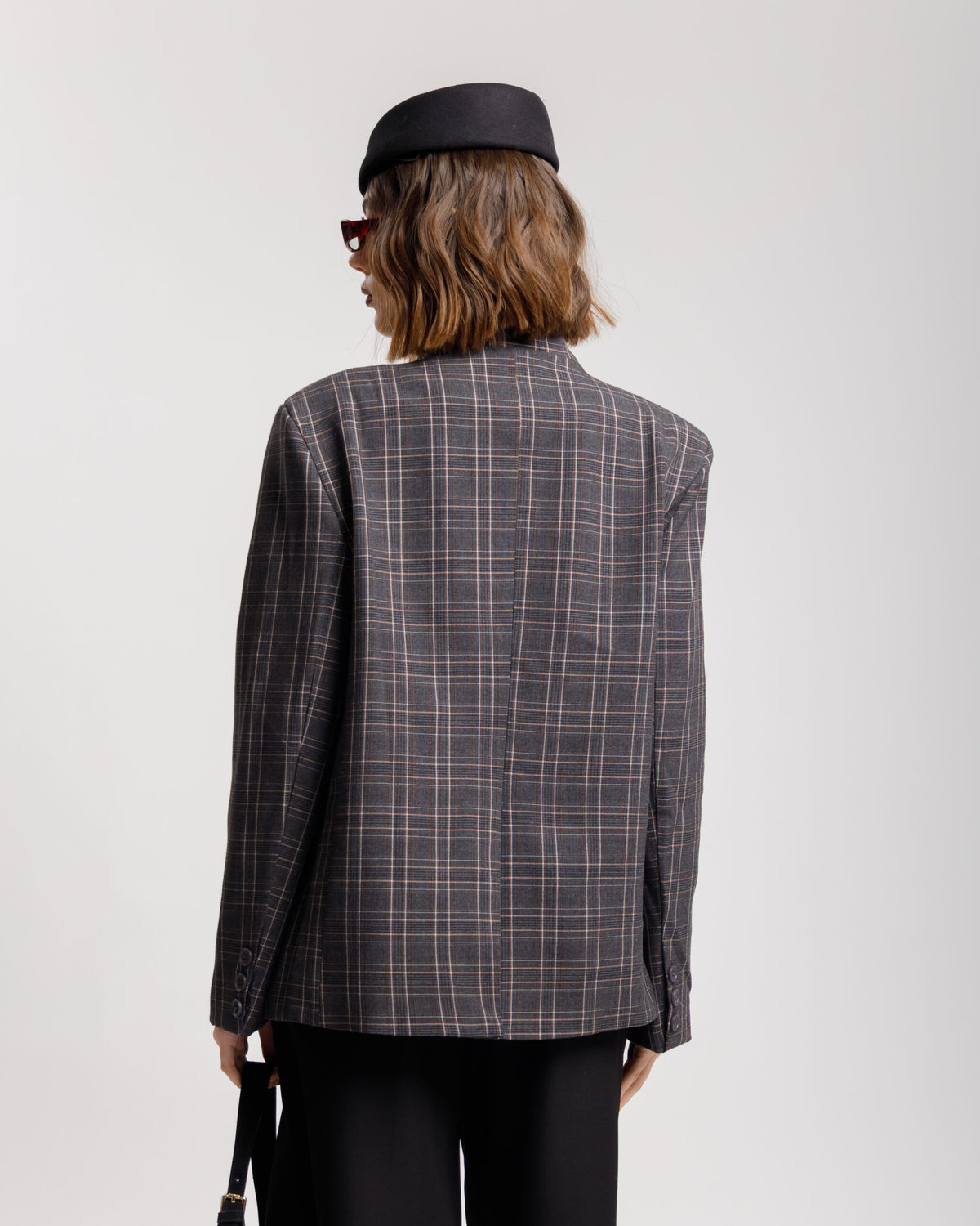 Blazer con collo alto TARTAN GRIGIA - MIRY