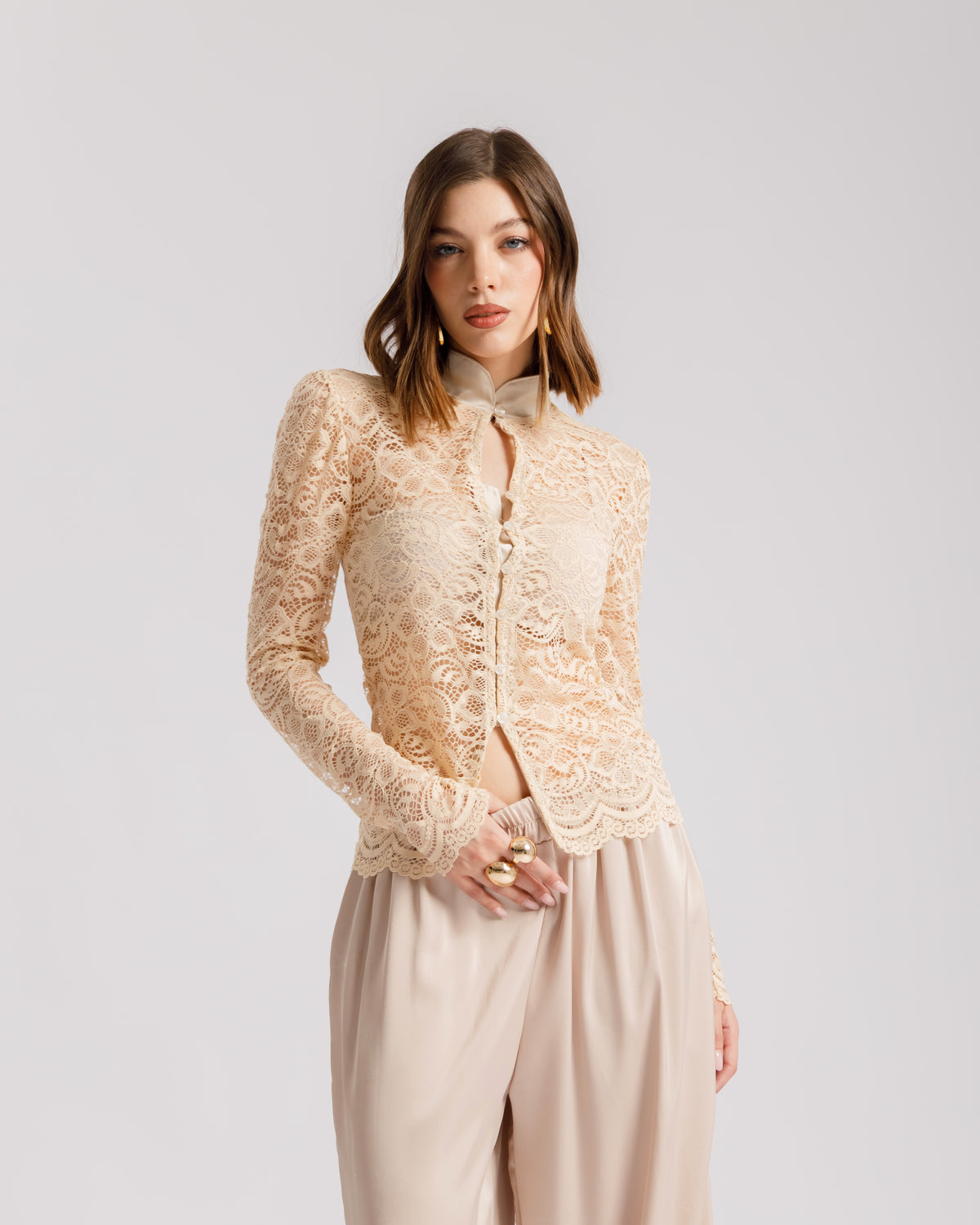 Coord-set satin e pizzo - 8597