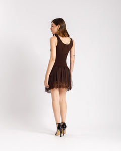 Abito corto con tulle- 6107