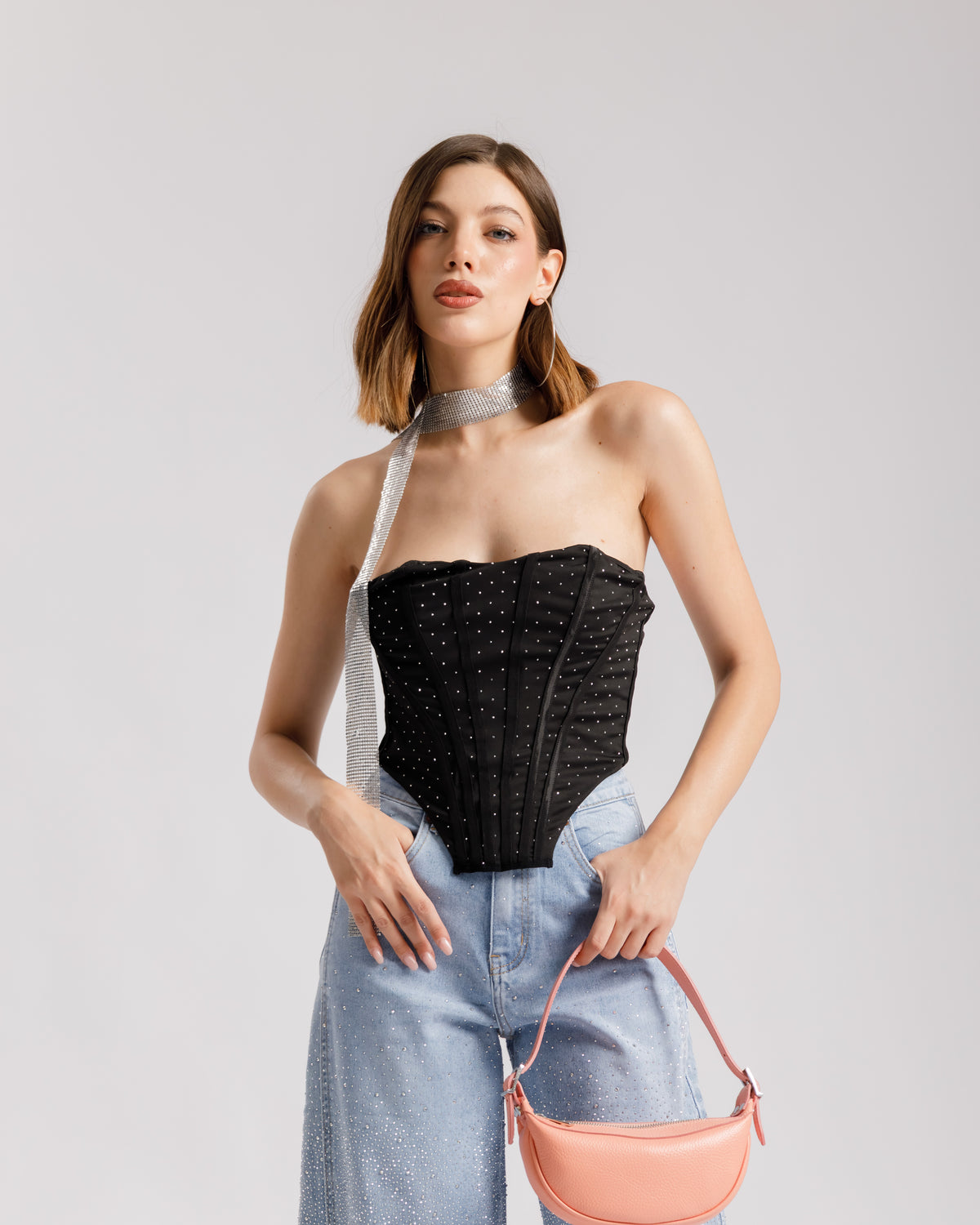 Corsetto steccato con strass - 2509004
