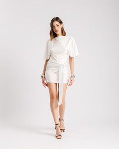 Abito con cintura paillettes BIANCO - 20234