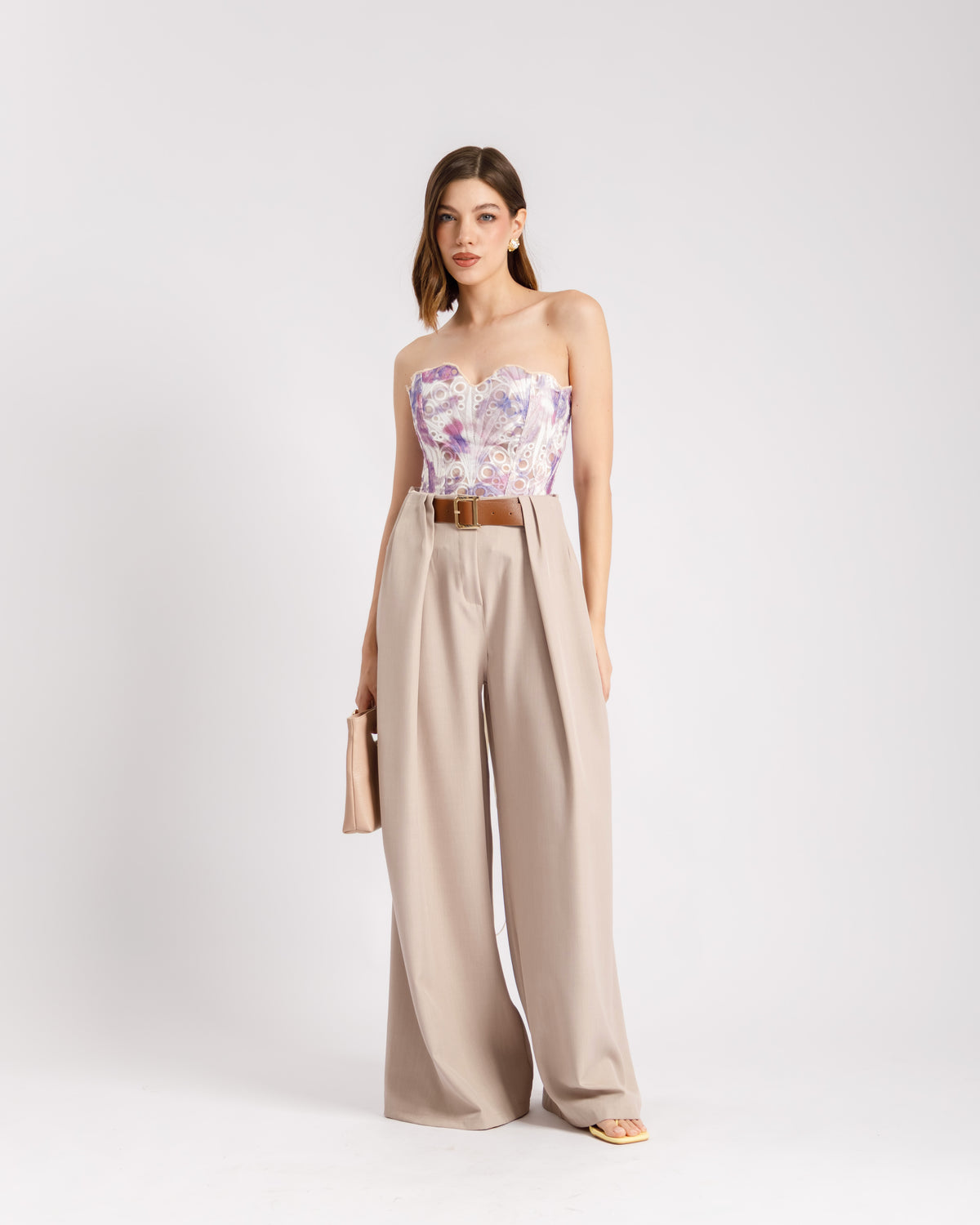Pantaloni palazzo con cintura - 19379