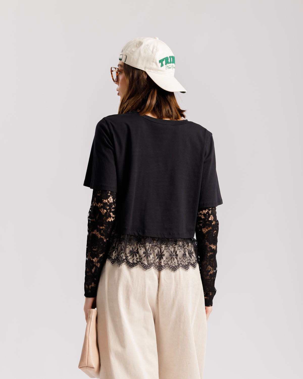 T-shirt in cotone e pizzo - 38500