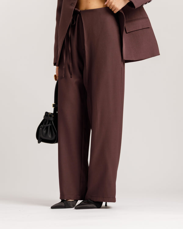 Pantaloni ampi con fiocco PRUGNA - M793