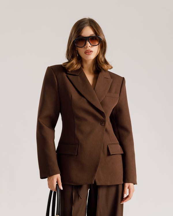 Blazer monopetto strutturato MARRONE - 3182