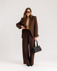 Pantaloni ampi con fiocco MARRONE  - M793