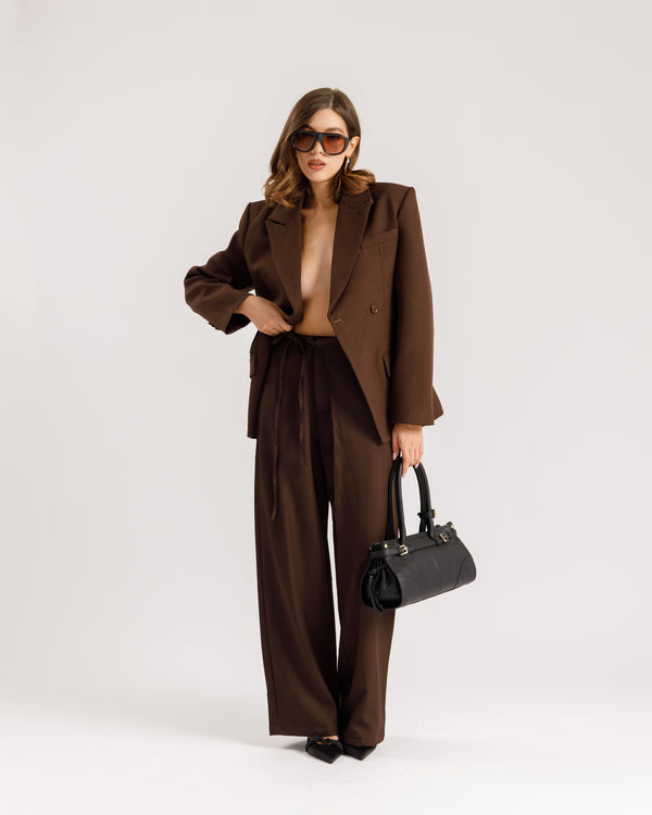 Pantaloni ampi con fiocco MARRONE  - M793