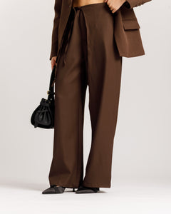 Pantaloni ampi con fiocco MARRONE  - M793