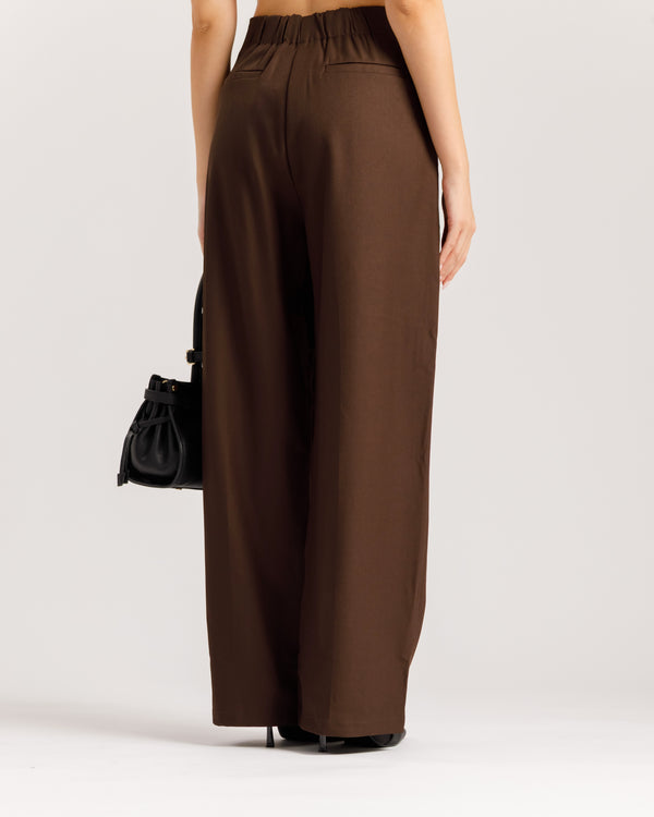 Pantaloni ampi con fiocco MARRONE  - M793