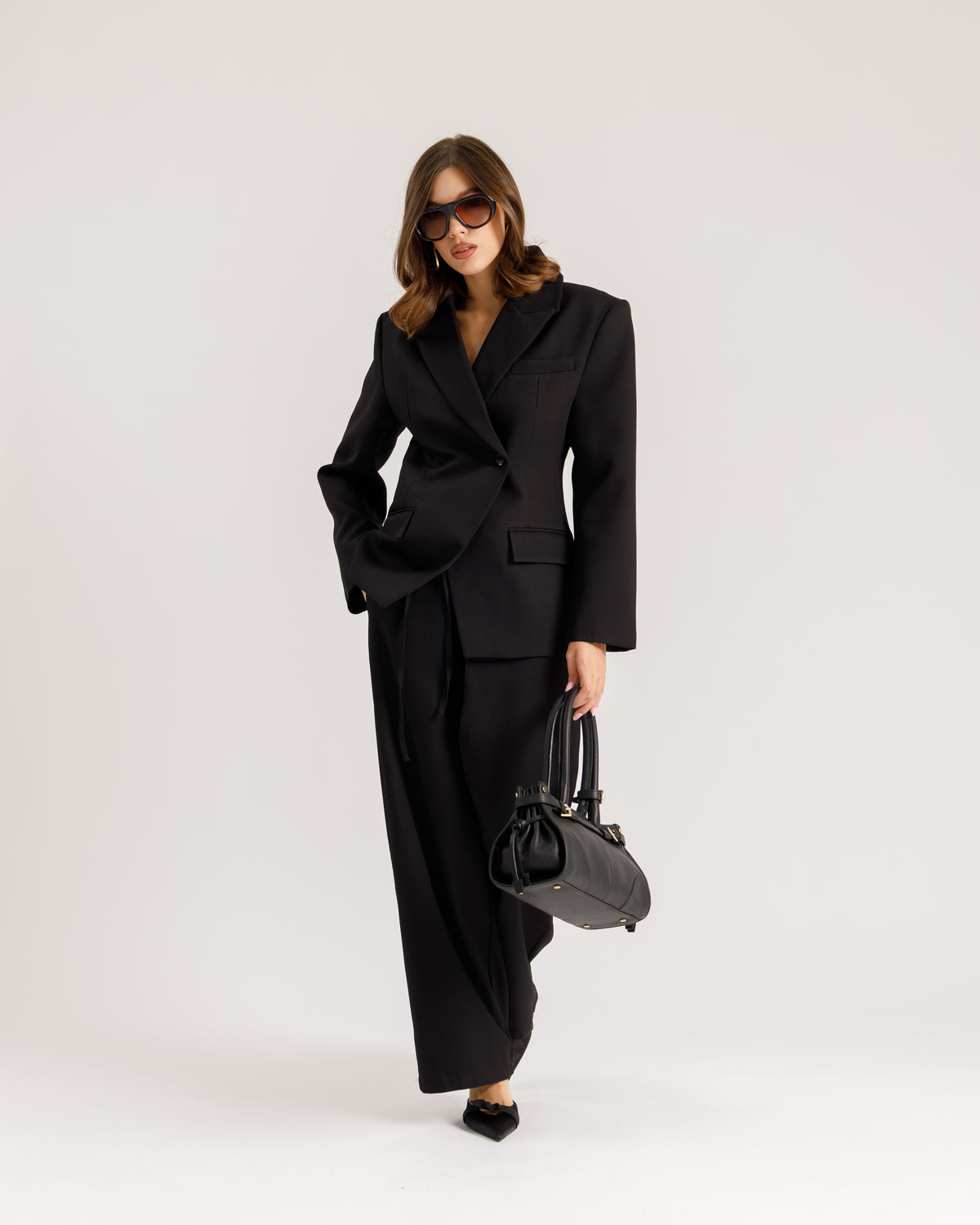 Pantaloni ampi con fiocco NERO - M793