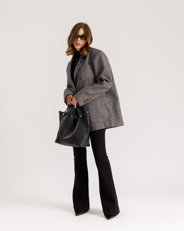Blazer in lana spigato BLU - 3174