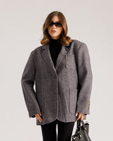 Blazer in lana spigato BLU - 3174