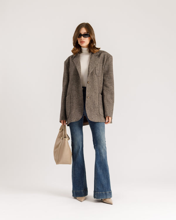Blazer in lana spigato BEIGE - 3174