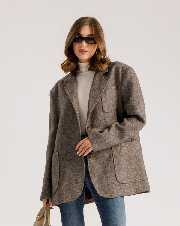 Blazer in lana spigato BEIGE - 3174