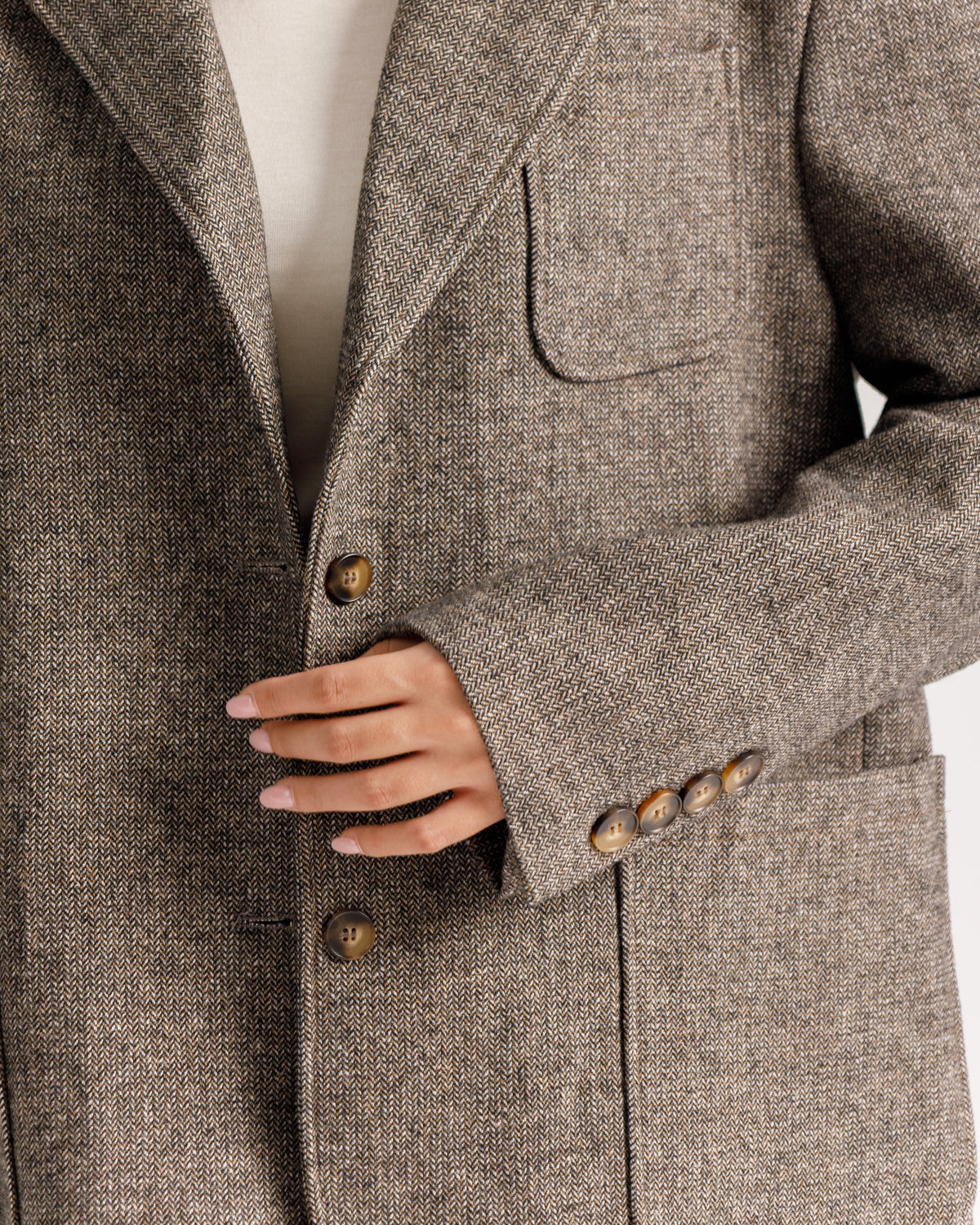 Blazer in lana spigato BEIGE - 3174