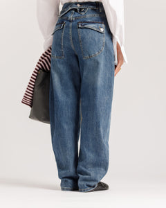 Jeans barrel fit blu marino  - 9635