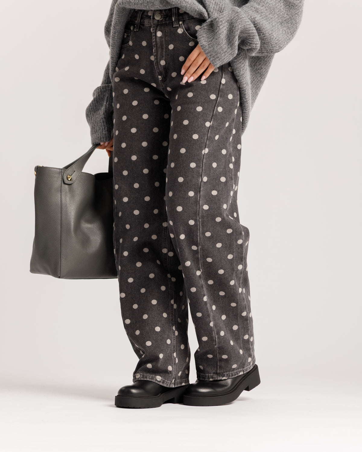 Jeans wide leg a pois - 9095